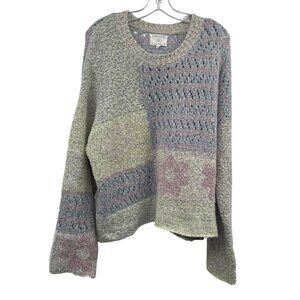 Absolutely Creative Worldwide Open Knit Sweater Multicolor Womens Size Large